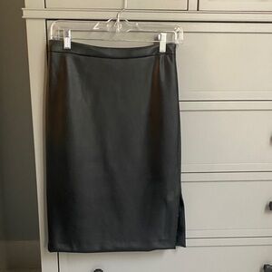 Banana Republic Black Faux Leather Pencil Skirt with Side Slit